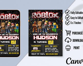 Roblox Geburtstagseinladung Vorlage: Game Party Invite (Digitaler Download)