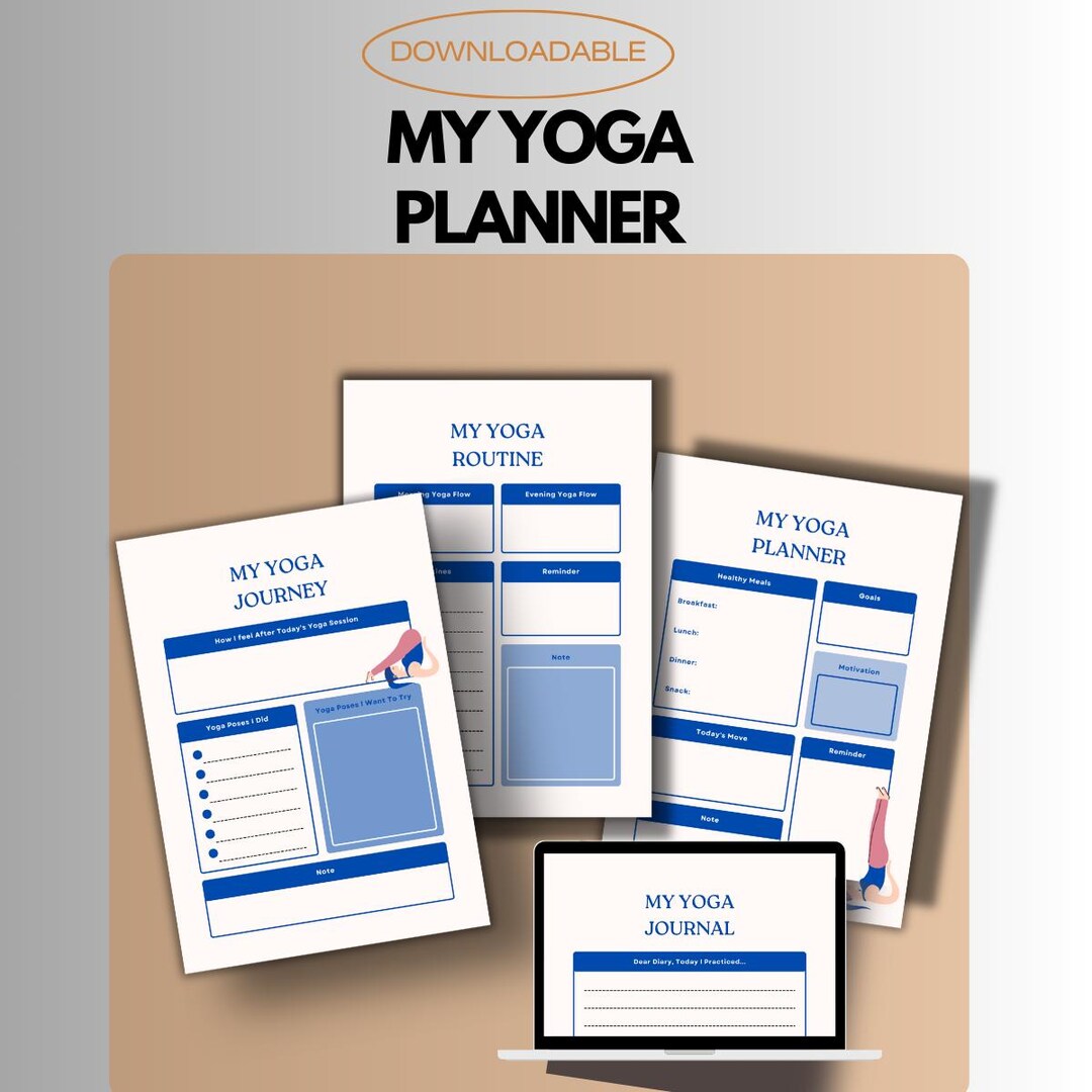 Printable Yoga Planner: Daily Routine & Wellness Journal (PDF) - Etsy