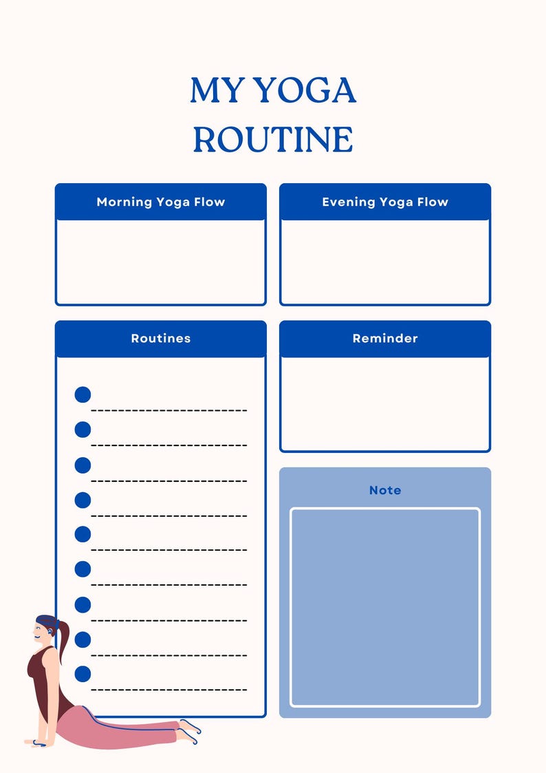 Printable Yoga Planner: Daily Routine & Wellness Journal (PDF) - Etsy