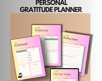 Printable Personal Gratitude Planner | Daily Reflection Journal | Elegant Gratitude Tracker | Self-Care & Mindfulness PDF