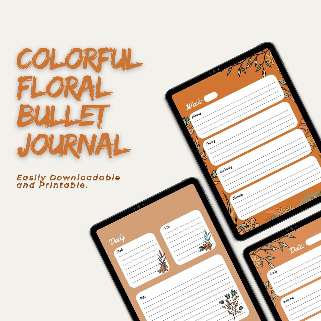Floral Bullet Journal Printable – Weekly & Monthly Planner (PDF) - Etsy