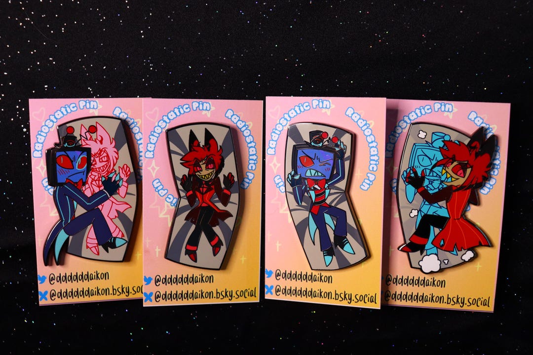 Hazbin Hotel Alastor/Vox RadioStatic 抱き枕/抱き枕 エナメルピン 4