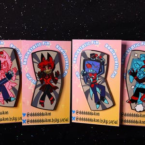 Hazbin Hotel Alastor/Vox RadioStatic Body Pillow/Dakimakura Enamel Pins 4 Variants!