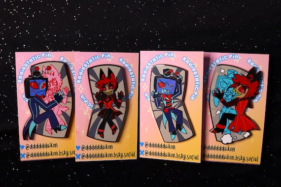 Hazbin Hotel Alastor/Vox RadioStatic 抱き枕/抱き枕 エナメルピン 4