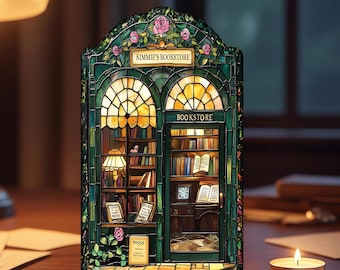 Custom Library Booknook, Fantasy Bookshelf Insert, Personalized Book Lover Gift, Custom Bookstore Book Nook