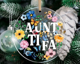 Aunt Tifa Acrylic Ornament, Aunties Against Fascists Decoration Gift, Social Justice Ornament, Political Awareness Stocking Tags