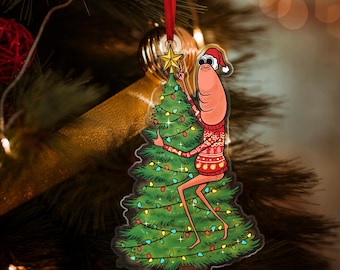 Marcus the Worm Christmas Ornament, Marcus Christmas Tree Ornament, I Don’t Like This Rock, Funny Meme Holiday Decoration