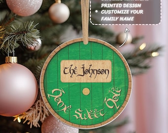 The Shire Christmas Ornament, Custom Family Ceramic Ornament, Home Sweet Hole Gift for Rings Fan