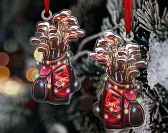 Custom Name Golf Bag Ornament, Personalized Golf Lover Acrylic Ornament, Golf Club Gift 2025 Decoration