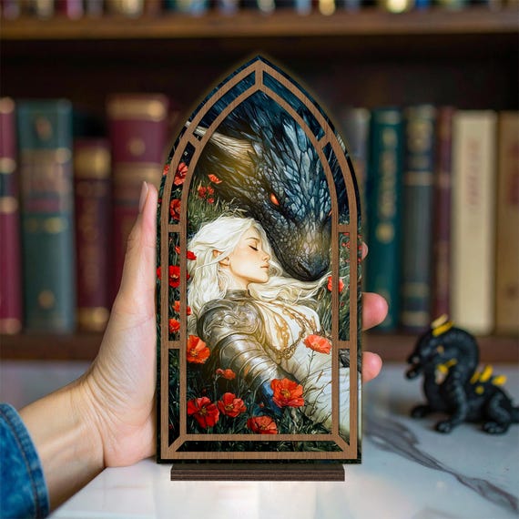Manon And Abraxos Book Nook, Throne of Glass Book Nook Suncatcher Candler Holder, Bookish Gift