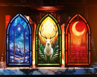 Acotar Fantasy Book Nook, Sarah J Maas Set Of 3 Book Nooks, Terrasen Velaris Stained Glass Sign, Bookshelf Insert Decor Gift, Book LoverGift