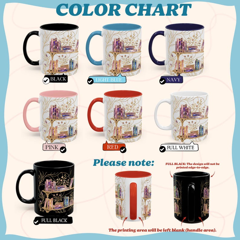 Stained-Glass Style Floral Bookshelf Coffee Mug, Book Lover Mug Gift, Bookish Coffee Mug, Stained Glass Gift, Library Cup imagem 2