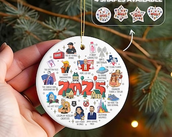 2025 Year in Review Christmas Ornament, Major Notable Events Ceramic Ornament, Funny Christmas Gag Gift, Funny Year to Remember