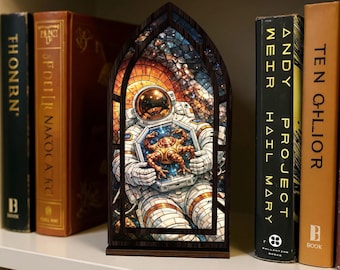 Project Hail Mary Book Nook, Rocky Amaze Amaze Amaze Sci Fi Book Gift Decoration, Ryland Grace & Rocky Bookshelf Decor, Book Stained Glass