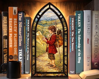 LOT Ring Book Nook, Magic Lord Rings Book Decoration, Adventure Awaits, Fantasy Stained Glass Bookshelf Insert
