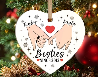 Best Friends Christmas Ornament, Custom Bestie Ornament, Best Friend Christmas Gift, Soul Sisters Keepsake, Long Distance Gift, Soul Sister