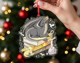 Fourth Wing Dragon Ornament, Tairn and Andarna Violet Christmas Decoration, Dragon Rider Gift, Holiday Gift For Book Lover