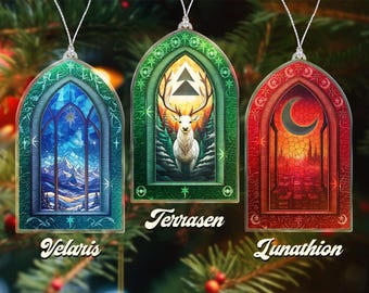 Bookish Ornament Gift For SJM Fans, Velaris Terrasen Lunathion Merch, Christmas Custom Acrylic Ornament, Gift For Book Lover