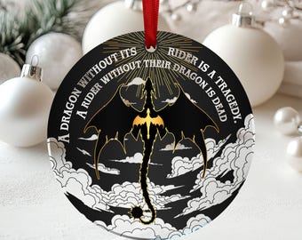 Dragon Book Lover Ornament, Holiday Bookish Decoration Gift, Dragon Lover Acrylic Ornament, Forth Wing Gift