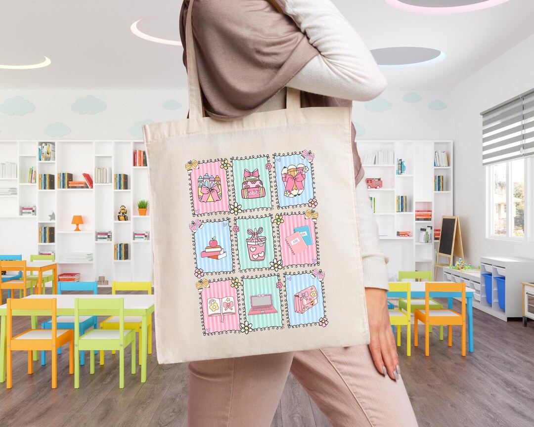 Teacher Tote Bag Back to School Gift Cute Back to School Tote Bag With ...