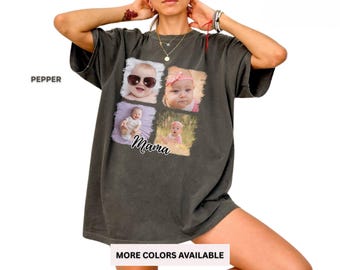 Custom Mama Photo Shirt, Personalized Mom T-Shirt with Kids Pictures, Mother's Day Gift for Mom, Photo Collage Tee, Custom Name Shirt