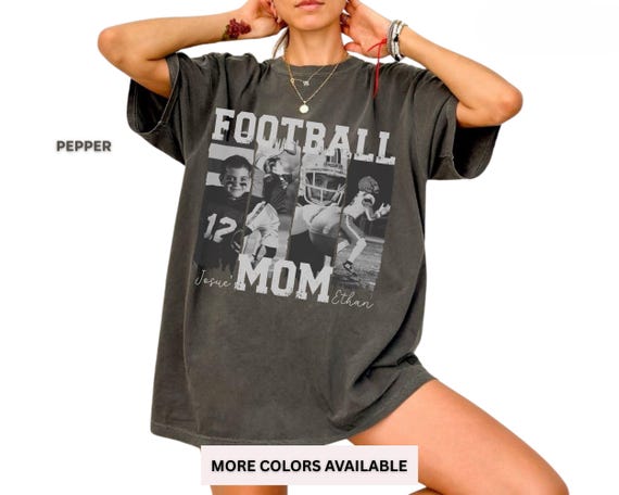 Football Mom Shirt Personalized, Custom Photo Football Mom Tee, Sports Mom Gift, Team Mom Shirt, Game Day Mom Tee