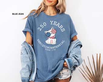 250 Years America Cat Shirt, Patriotic Cat Tee, USA Semiquincentennial Shirt, Cute 4th of July Cat