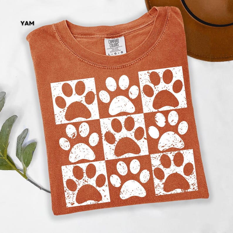 Vintage Paw Print Shirt for Pet Lovers Distressed Dog Cat Paw Shirt Checkered Paws Shirt Retro Paws T-Shirt Boho TShirt Gift For Pet Lovers image 14