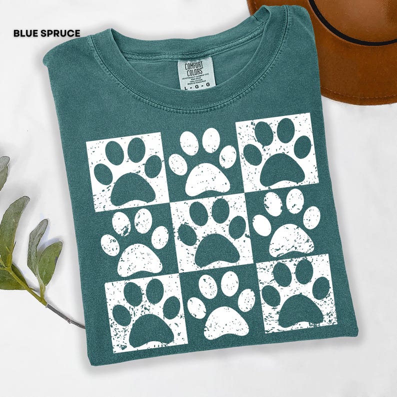 Vintage Paw Print Shirt for Pet Lovers Distressed Dog Cat Paw Shirt Checkered Paws Shirt Retro Paws T-Shirt Boho TShirt Gift For Pet Lovers image 7