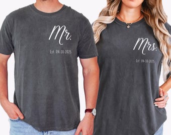 Personalized Newlyweds Shirt Custom Wife and Husband Tee Just Married Mr and Mrs shirt Couples Honeymoon Vacation Shirt Matching Family