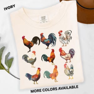 Rooster Shirt Country Farm Graphic Tee Colorful Chicken Lover Comfort Colors T-Shirt Rustic Cottagecore Homestead Gift Rooster Lovers Tee