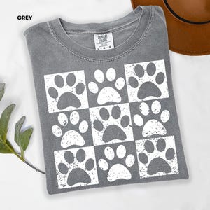 Vintage Paw Print Shirt for Pet Lovers Distressed Dog Cat Paw Shirt Checkered Paws Shirt Retro Paws T-Shirt Boho TShirt Gift For Pet Lovers image 2