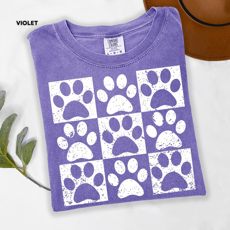 Vintage Paw Print Shirt for Pet Lovers Distressed Dog Cat Paw Shirt Checkered Paws Shirt Retro Paws T-Shirt Boho TShirt Gift For Pet Lovers image 6