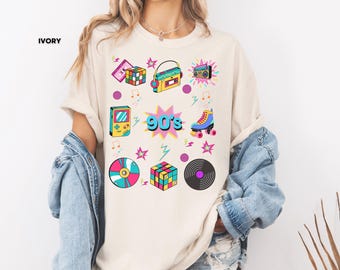 Comfort Colors® 90s Retro Shirt, Vintage 1990s Graphic Tee, Y2K Aesthetic T-shirt, Colorful Pop Culture Shirt, 90's Party Outfit