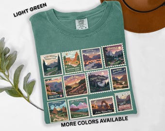 National Parks Vintage Stamp Shirt Retro Nature Travel Tee Comfort Colors Adventure TShirt Hiking Gift for Outdoors Lover Vintage Travel Tee