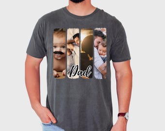 Custom Dad Photo Shirt, Personalized Father T-Shirt with Kids Pictures, Father's Day Gift for Dad, Photo Collage Tee, Custom Name Shirt