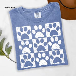Vintage Paw Print Shirt for Pet Lovers Distressed Dog Cat Paw Shirt Checkered Paws Shirt Retro Paws T-Shirt Boho TShirt Gift For Pet Lovers image 4