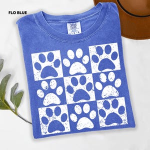 Vintage Paw Print Shirt for Pet Lovers Distressed Dog Cat Paw Shirt Checkered Paws Shirt Retro Paws T-Shirt Boho TShirt Gift For Pet Lovers image 9