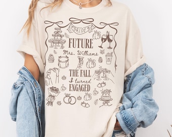 Camiseta de novia comprometida de otoño, sudadera para futura señora, camiseta de despedida de soltera de otoño, regalo de compromiso para novia, atuendo de boda de otoño