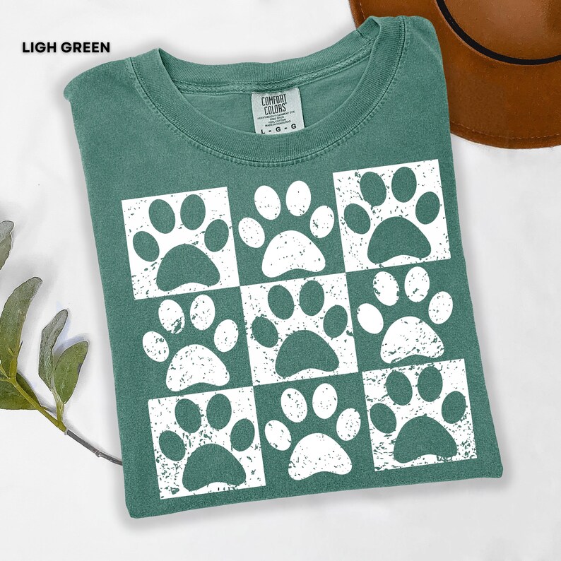 Vintage Paw Print Shirt for Pet Lovers Distressed Dog Cat Paw Shirt Checkered Paws Shirt Retro Paws T-Shirt Boho TShirt Gift For Pet Lovers image 12