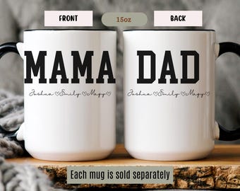 Personalized Dad & Mama Mugs Custom Kids Names Coffee Cups Father's Day Mother's Day Gift Parent Birthday Present Mama Coffee Mugs Dad Mug