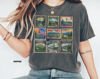 Comfort Colors® Washington State Stamp Shirt, Retro Postage Stamps Tee, Vintage Washington Travel Souvenir Seattle Gift Shirt, WA Sweatshirt