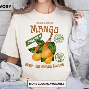 Mango Fruit T-Shirt, Organic Tropical Mango Tee for Fruit Lovers, Comfort Colors Farm Fresh Shirt, Made for Mango Lovers, Retro Mango Shirt