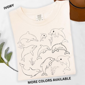 Dolphin Line Art Shirt Minimalist Ocean Graphic Tee Comfort Colors Sea Life T-Shirt Cute Marine Animal Aesthetic Gift Dolphin Lovers Tee