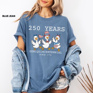 250 Years Semiquincentennial Shirt, America 250th Anniversary Tee, Patriotic Goose Shirt, Comfort Colors 4th of July image 1