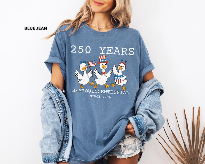 250 Years Semiquincentennial Shirt, America 250th Anniversary Tee, Patriotic Goose Shirt, Comfort Colors 4th of July image 1