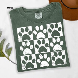 Vintage Paw Print Shirt for Pet Lovers Distressed Dog Cat Paw Shirt Checkered Paws Shirt Retro Paws T-Shirt Boho TShirt Gift For Pet Lovers image 3