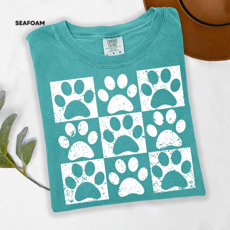Vintage Paw Print Shirt for Pet Lovers Distressed Dog Cat Paw Shirt Checkered Paws Shirt Retro Paws T-Shirt Boho TShirt Gift For Pet Lovers image 11