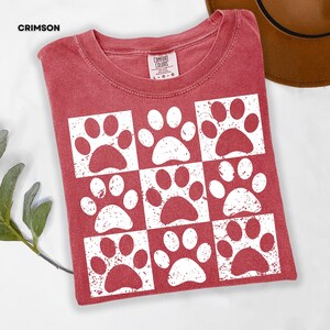 Vintage Paw Print Shirt for Pet Lovers Distressed Dog Cat Paw Shirt Checkered Paws Shirt Retro Paws T-Shirt Boho TShirt Gift For Pet Lovers image 8