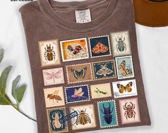 Vintage Insect Stamps Shirt Bug Lover Tee Entomology Shirt Nature Aesthetic Insect Lover T-shirt beetle gift ideas Insect T-shirt biology